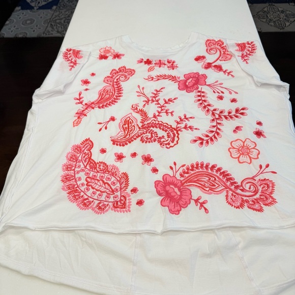 Johnny Was Women’s Cassia Swing Tee White W/ Pink Floral Sz XL - Picture 11 of 15